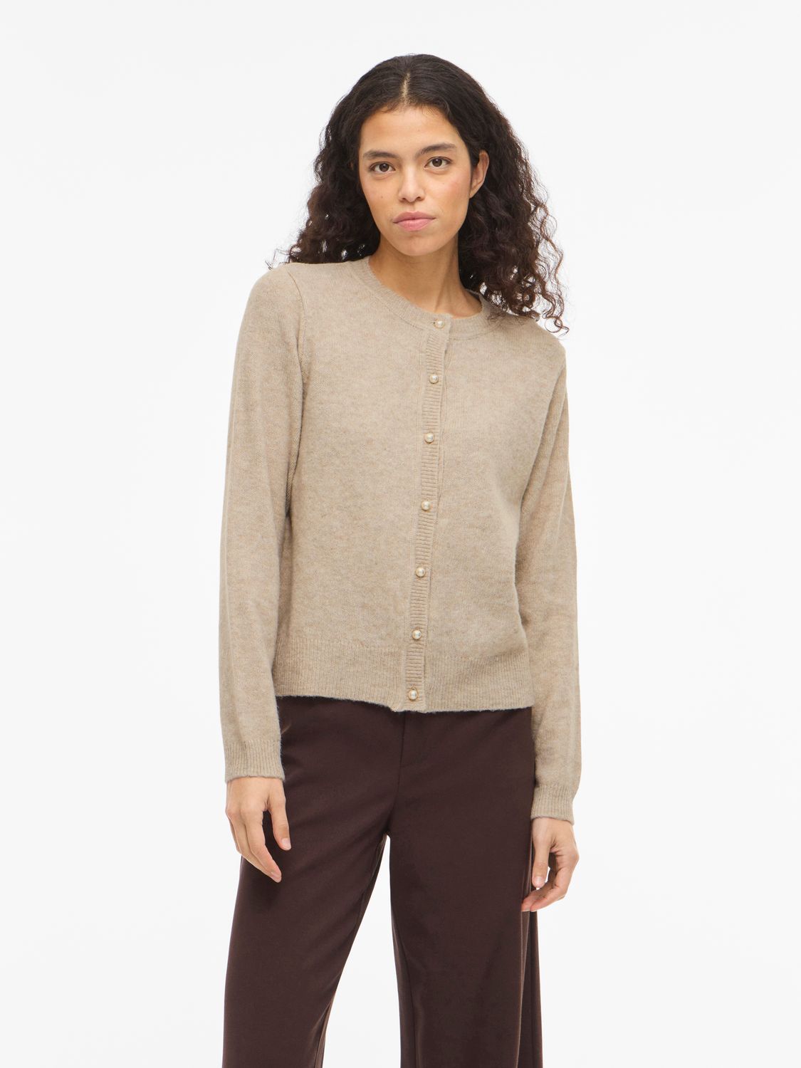 Vila VISALSA L/S O-NECK KNIT CARDIGAN/TE: Natural Melange 14112417
