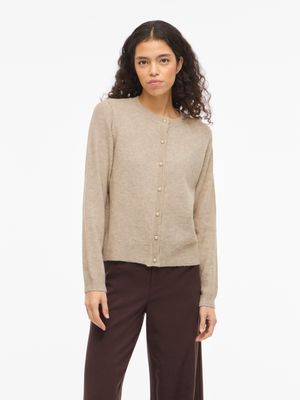 Vila VISALSA L/S O-NECK KNIT CARDIGAN/TE: Natural Melange 14112417
