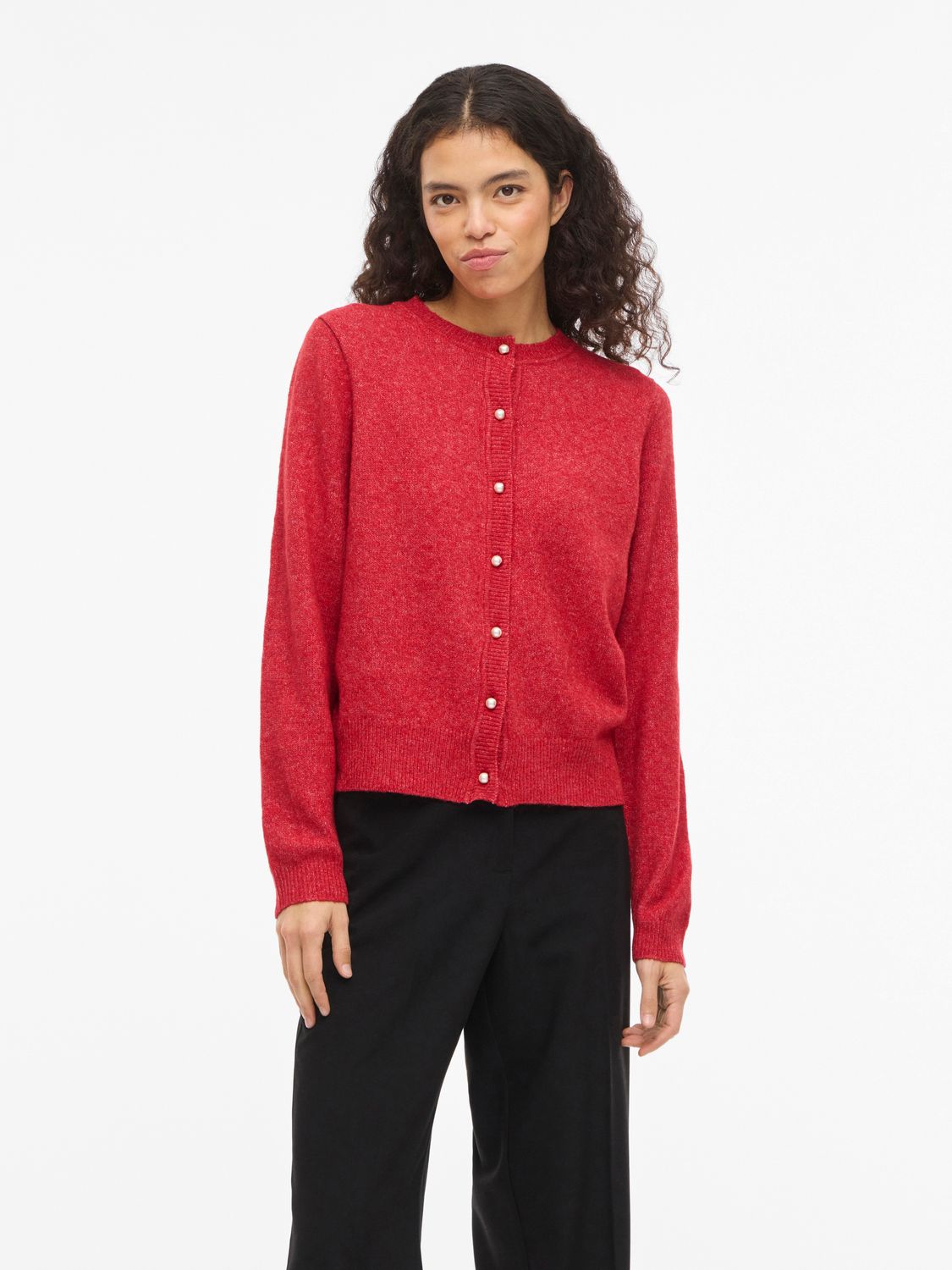 Vila VISALSA L/S O-NECK KNIT CARDIGAN/TE: Jester Red 14112417