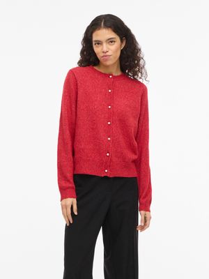 Vila VISALSA L/S O-NECK KNIT CARDIGAN/TE: Jester Red 14112417