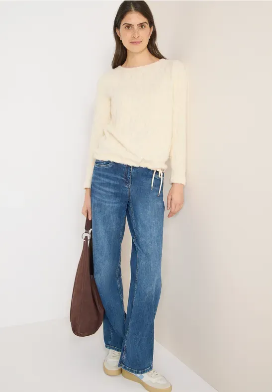 Cecil Feather Yarn Jacquard Shirt creamy white B324280