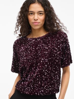 Vila VIFAITH O-NECK S/S SEQUIN TOP/1 Fig 14110982
