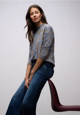 Street One LTD QR dessin turtle neck shir frosted blue A324396