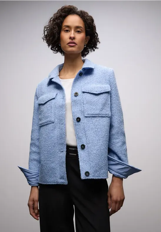 Street One Short Curly Overshirt Jkt frosted blue mel. A212890