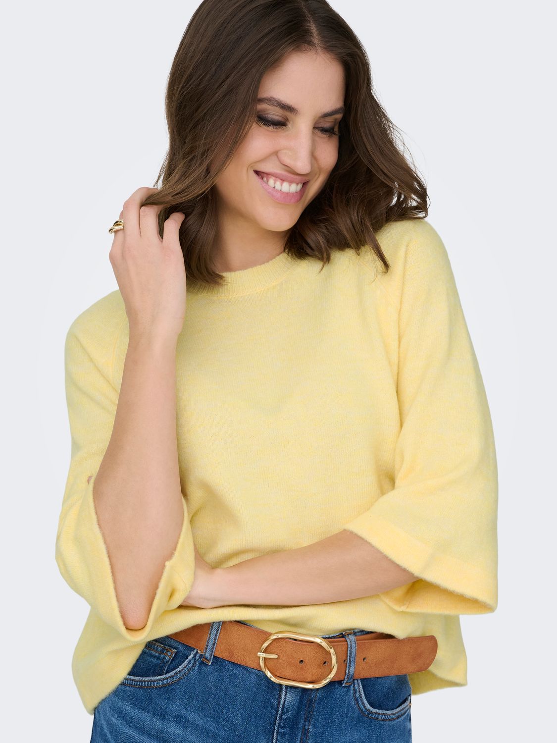 Only ONLSIMONI 3/4 PULLOVER KNT NOOS Mellow Yellow/MELANG 15333199