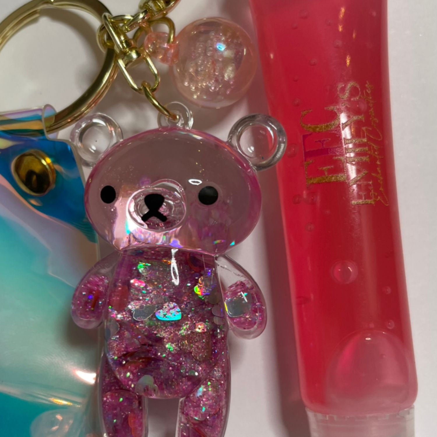 Preteen Bubble Gum LipGlosses with Teddy Bear Keychains