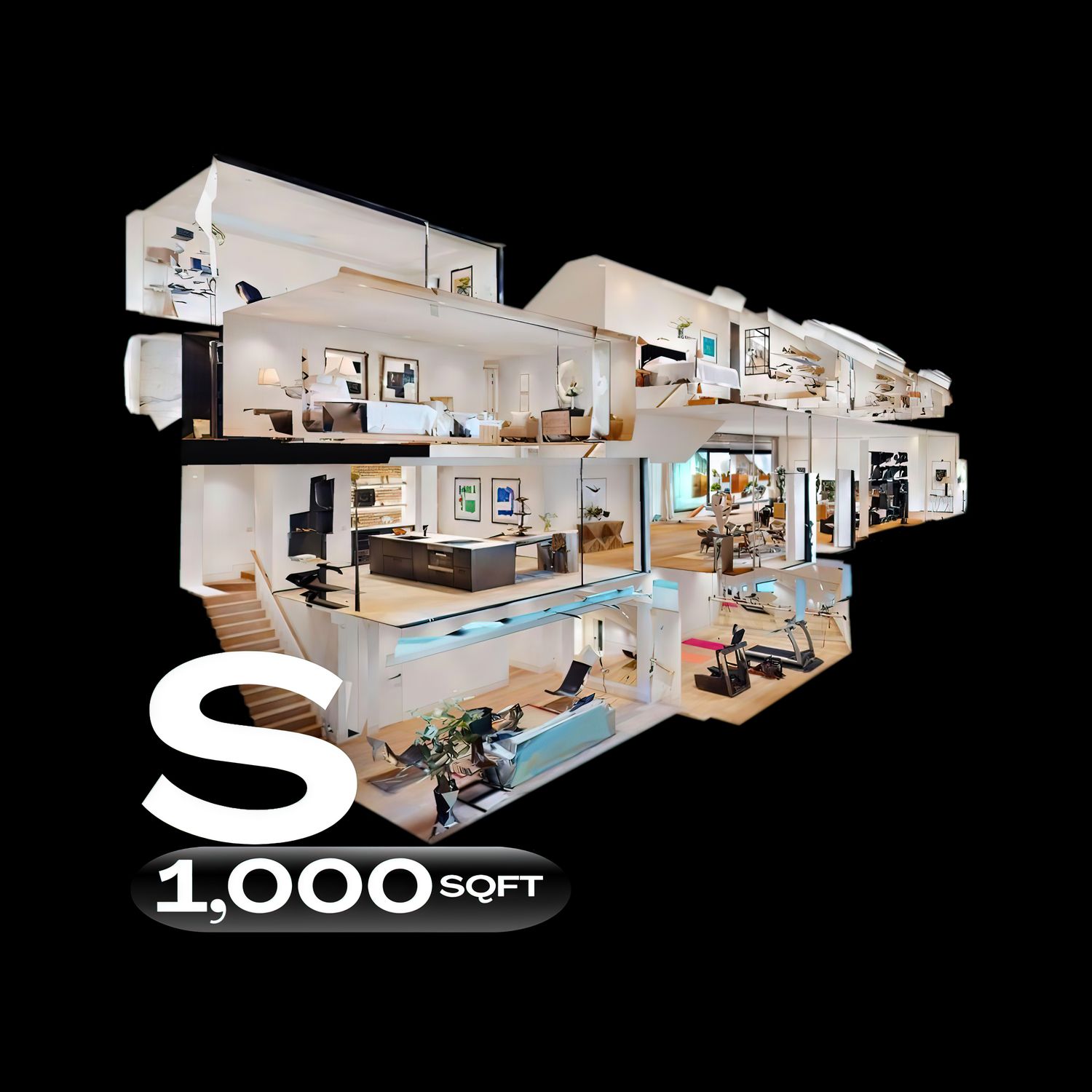 Tour Virtual 1,000 sqft