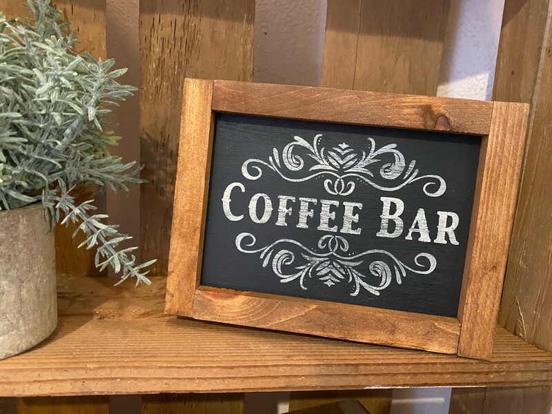 COFFEE BAR Country Style Wood Sign Black