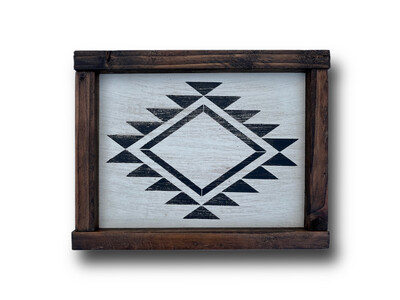 Boho Western White Pendleton Inspired Wood Sign