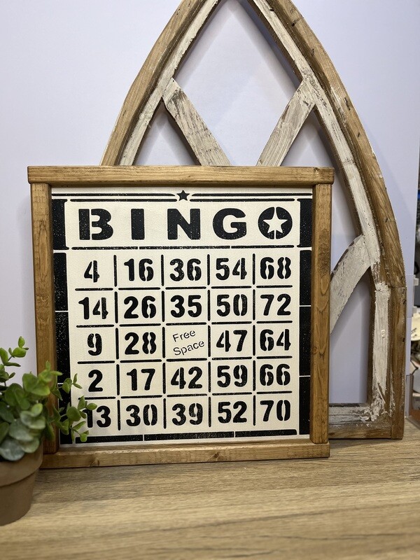 Vintage Bingo Card Rustic Wood Sign