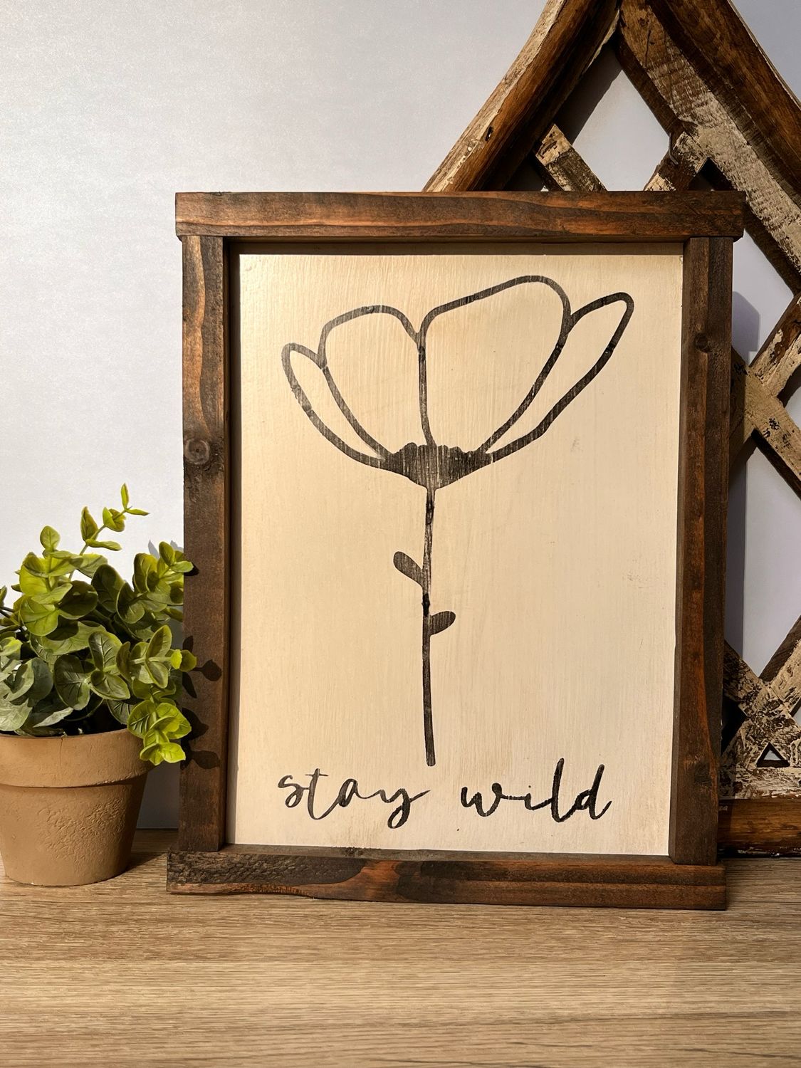Stay Wild Rustic Boho Wooden Sign