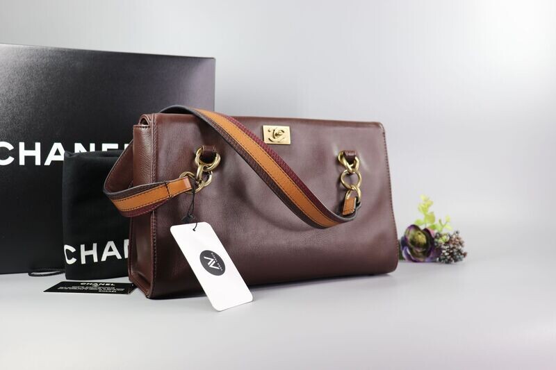 CHANEL Soft Calf Skin Shoulder Bag FULL SET