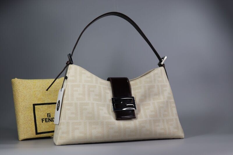 FENDI Mamma Baguette Zucca Canvas Shoulder Bag