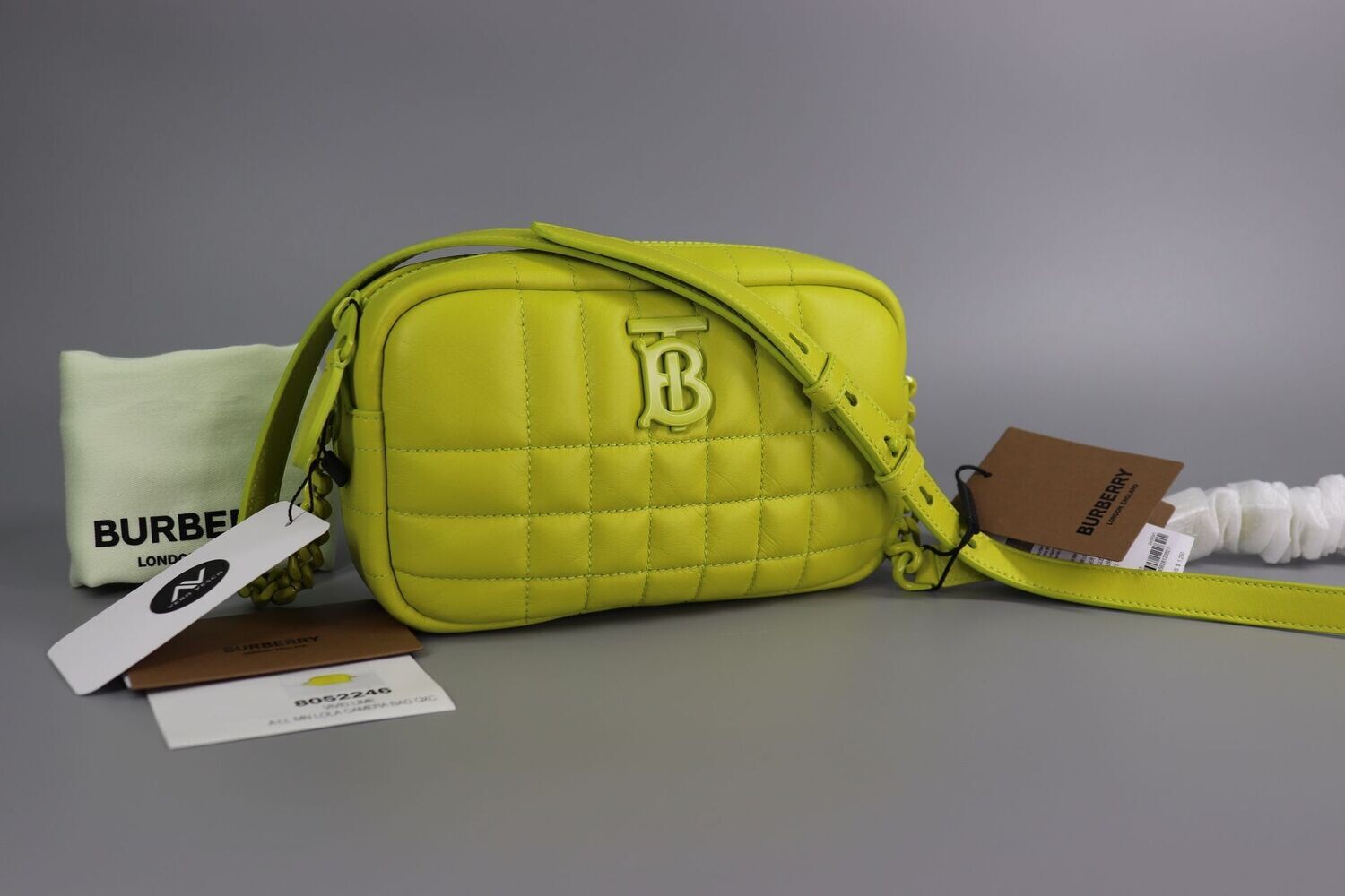 BURBERRY Mini Lola Quilted Leather Camera Bag Vivid Lime