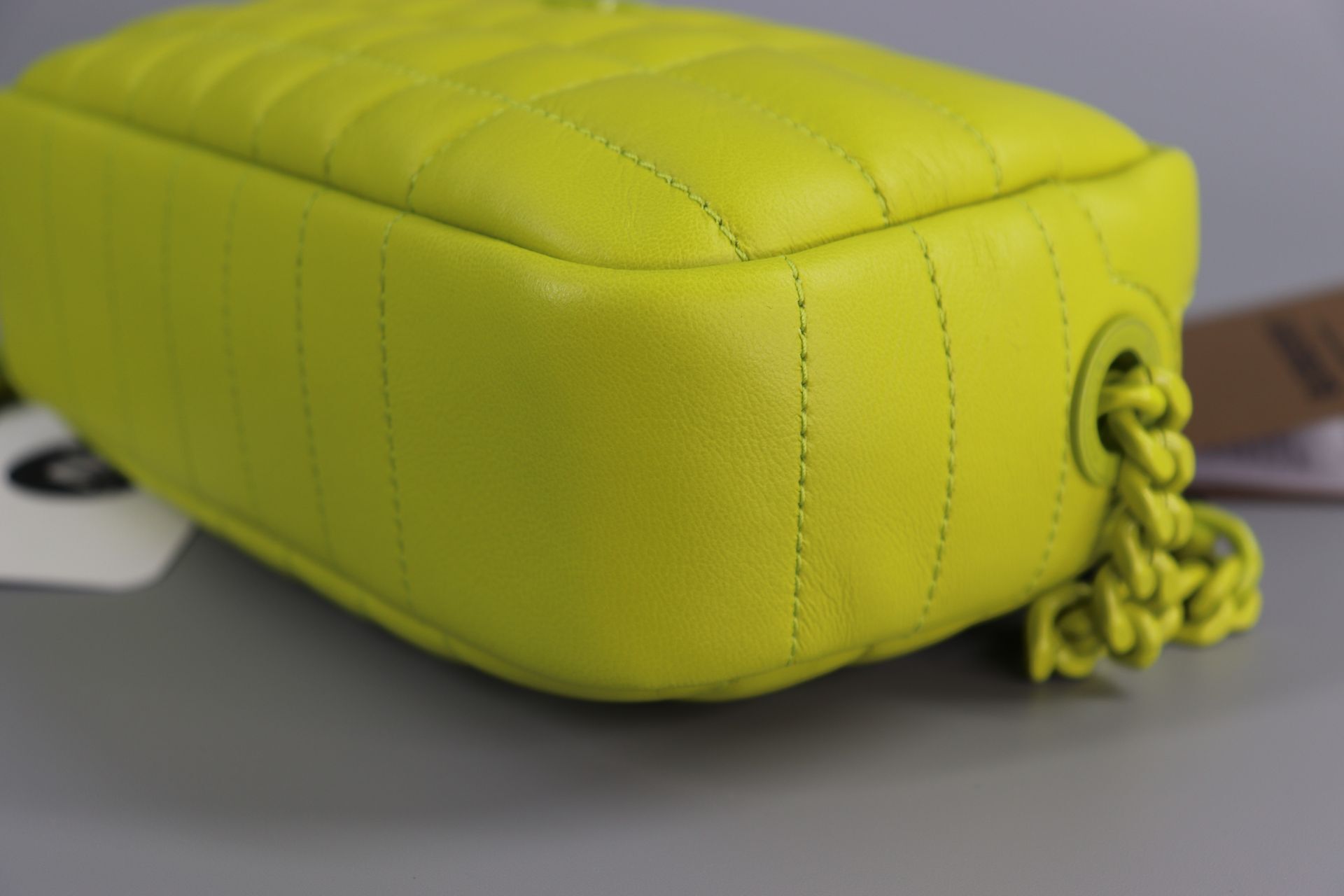 BURBERRY Mini Lola Quilted Leather Camera Bag Vivid Lime NEW $1250
