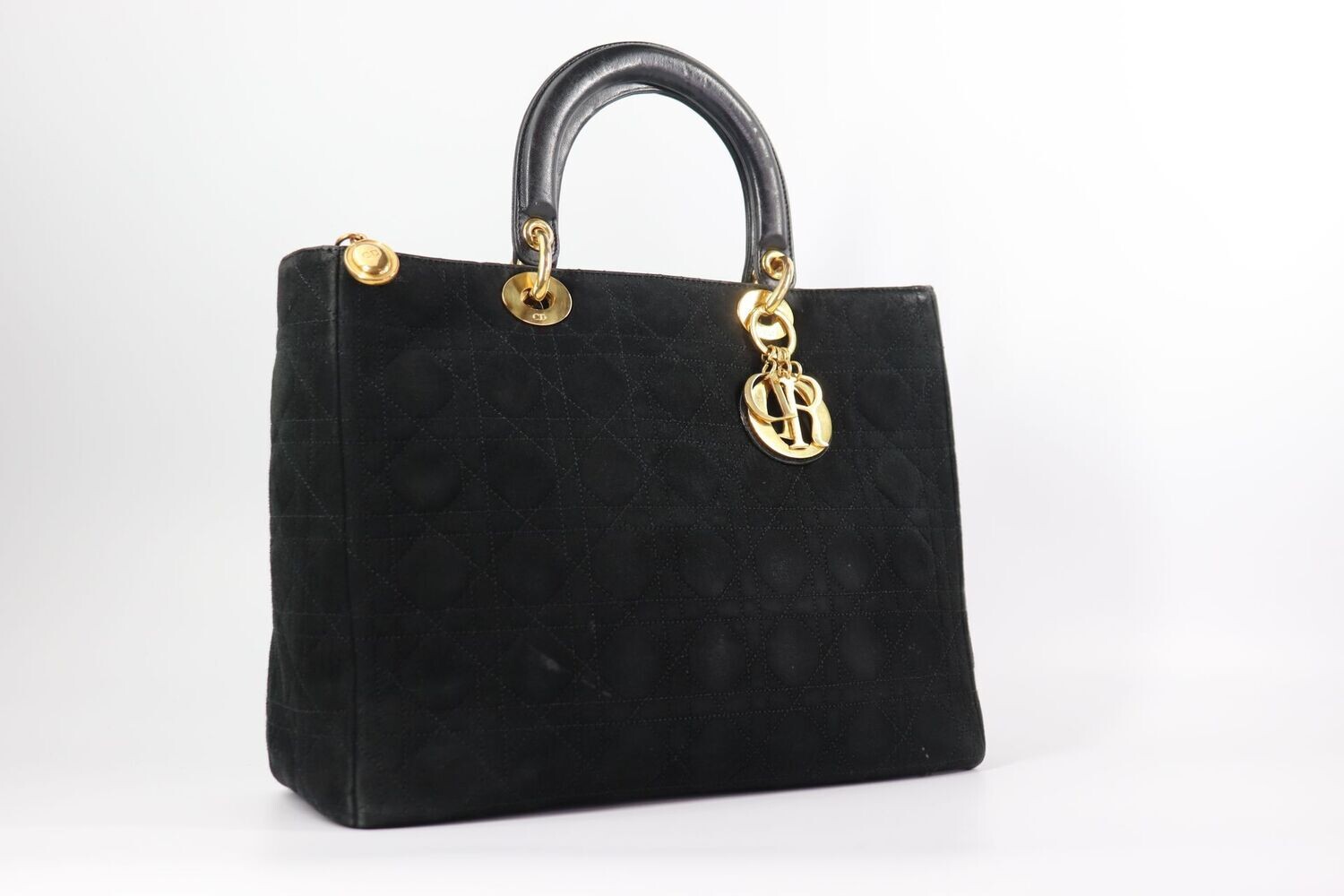 CHRISTIAN DIOR  Suede Cannage Large Lady Dior