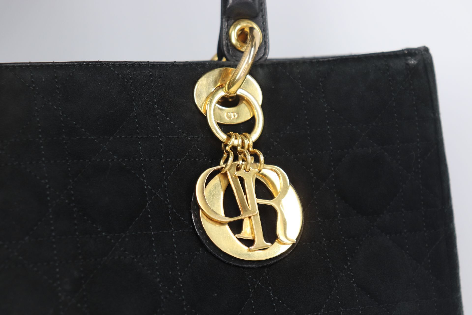 CHRISTIAN DIOR  Suede Cannage Large Lady Dior