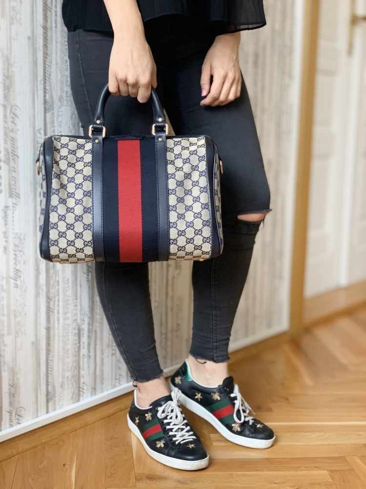 GUCCI Monogram Vintage Web Medium Boston