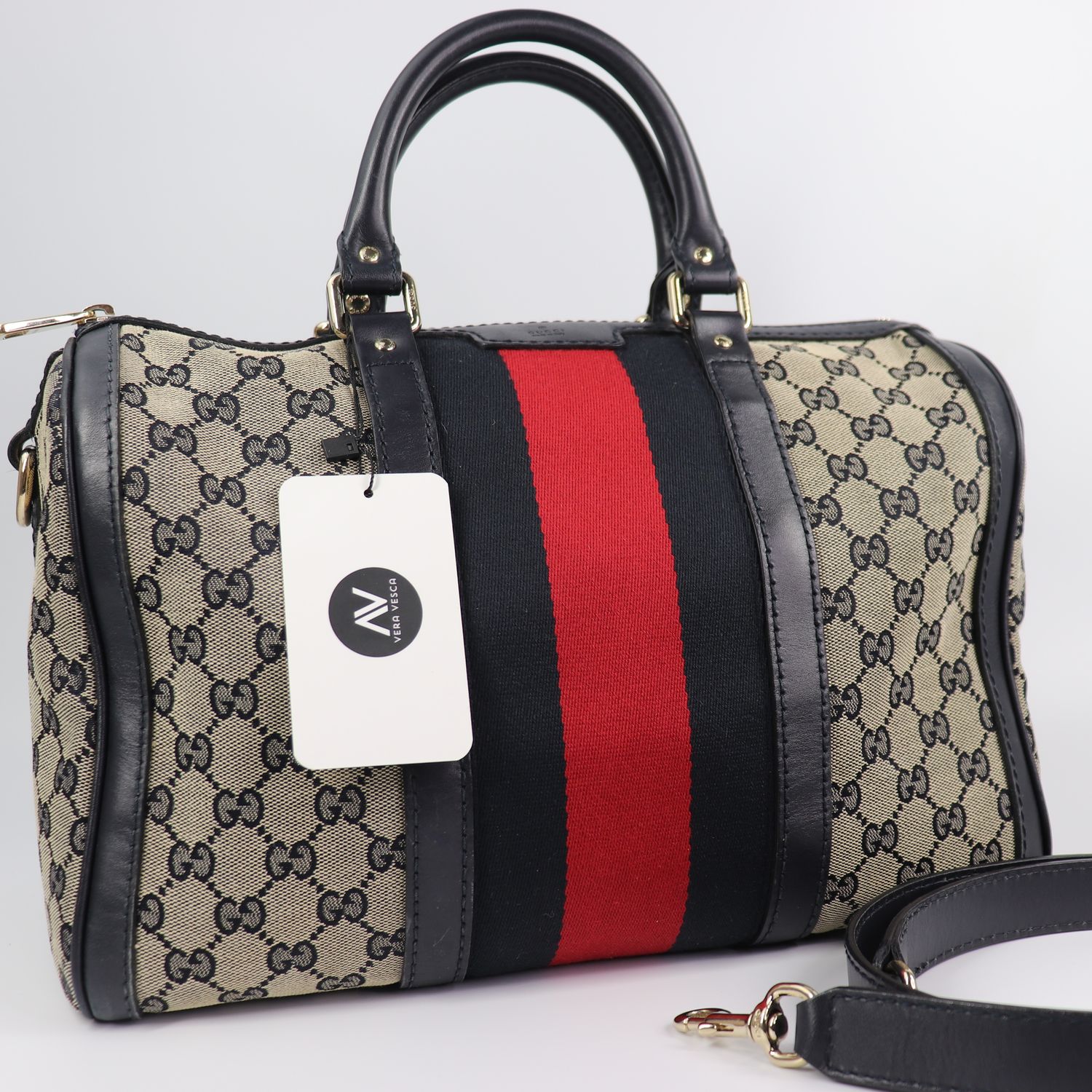 GUCCI Monogram Vintage Web Medium Boston