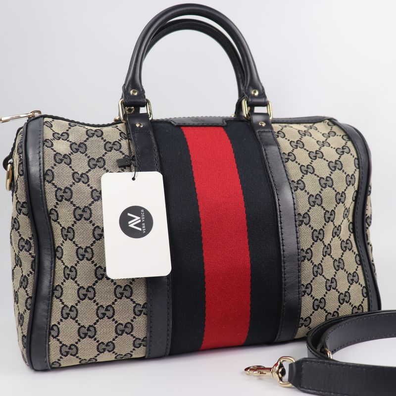 GUCCI Monogram Vintage Web Medium Boston