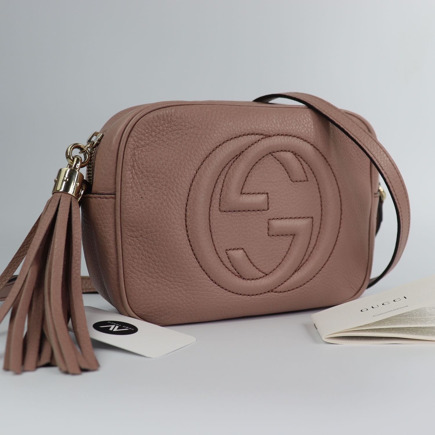 GUCCI Cellarius Calfskin Small Soho Disco Bag Dark Cipria