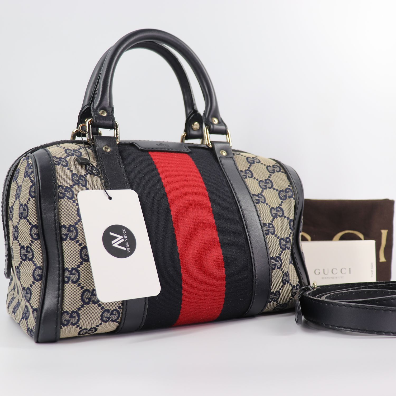 GUCCI Monogram Vintage Web Small Boston