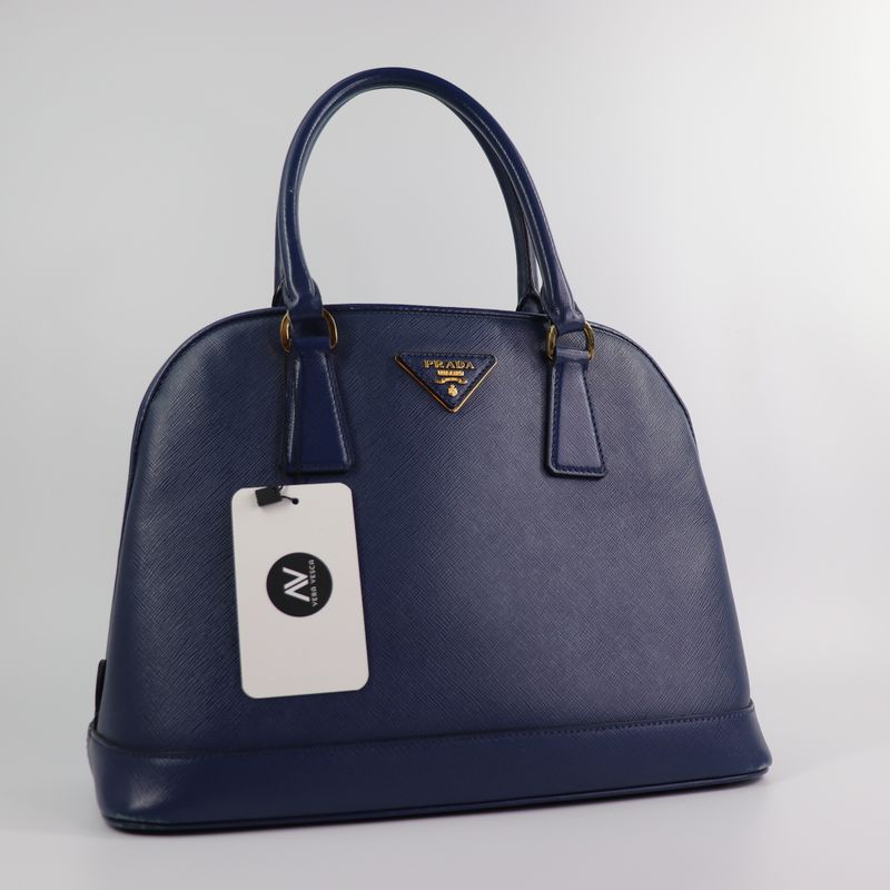 Prada  Saffiano Vernice Medium Open Promenade Tote Bluette