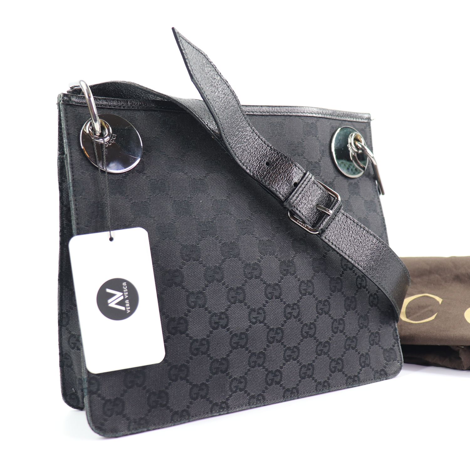 Gucci 
Monogram Eclipse Messenger Bag Black