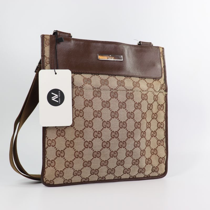 Gucci  Monogram Messenger Crossbody Bag Dark Brown