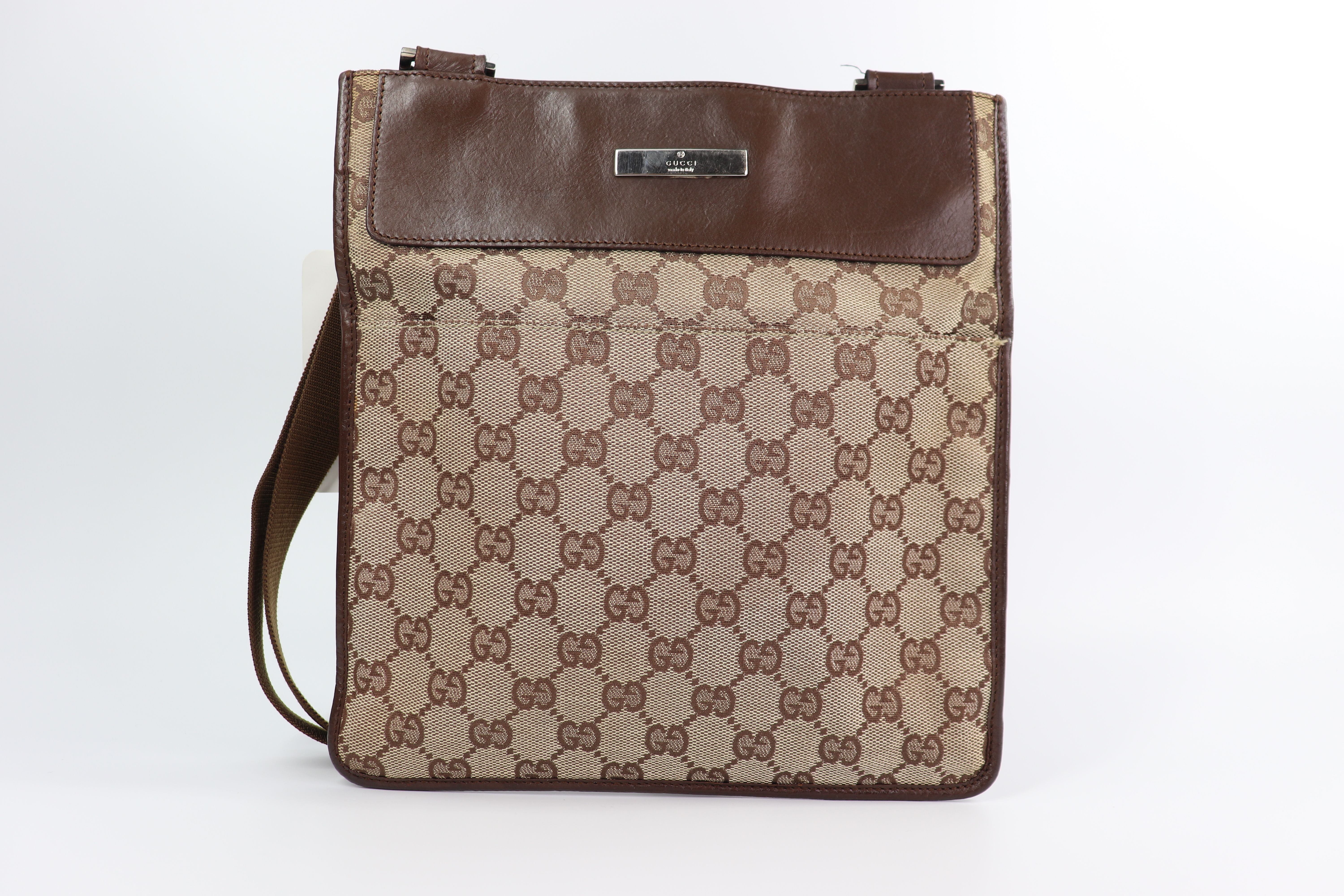 Gucci  Monogram Messenger Crossbody Bag Dark Brown
