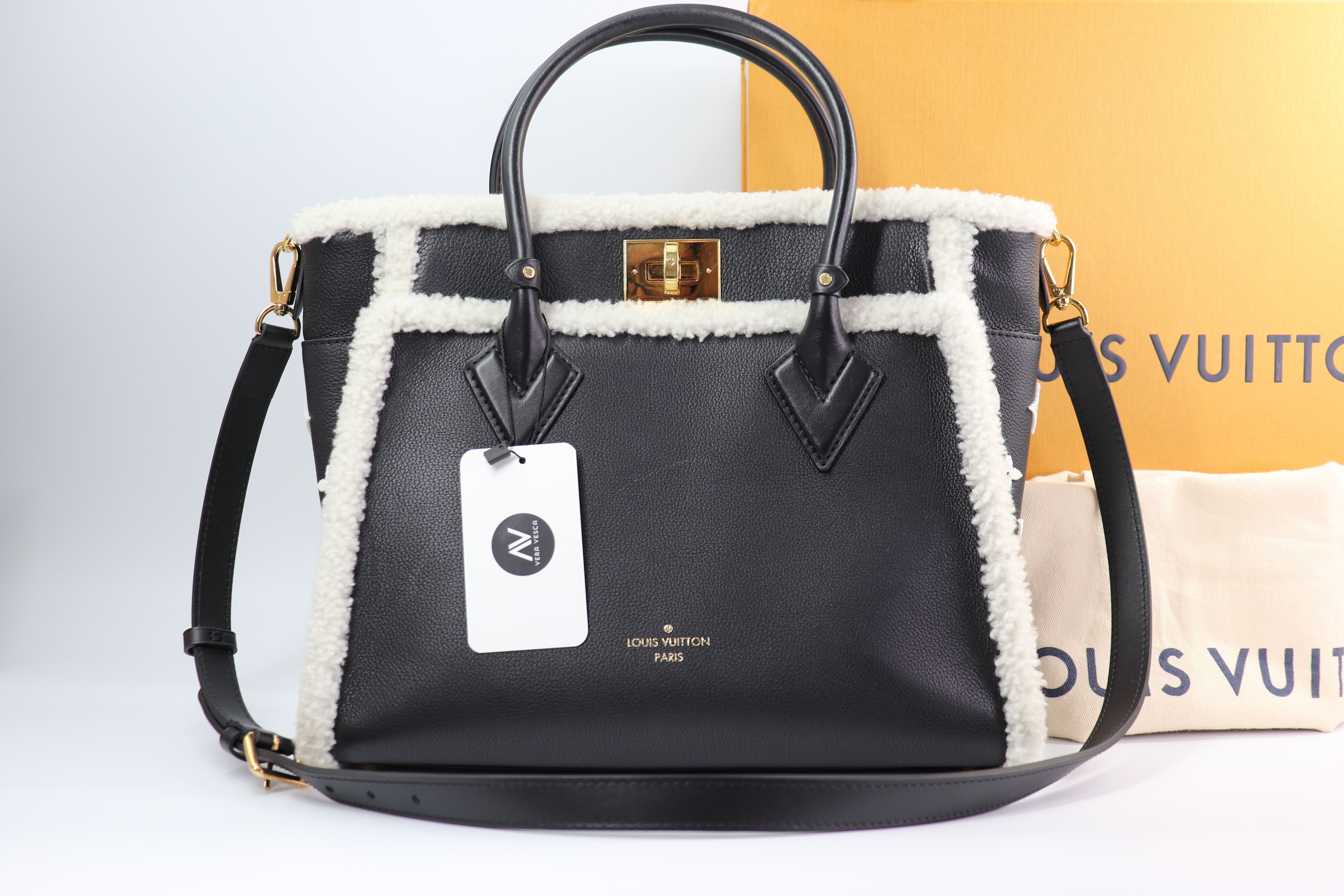 Louis Vuitton  Grained Calfskin Shearling On My Side MM Black
