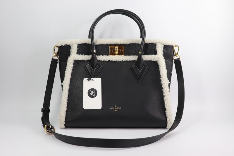 Louis Vuitton  Grained Calfskin Shearling On My Side MM Black