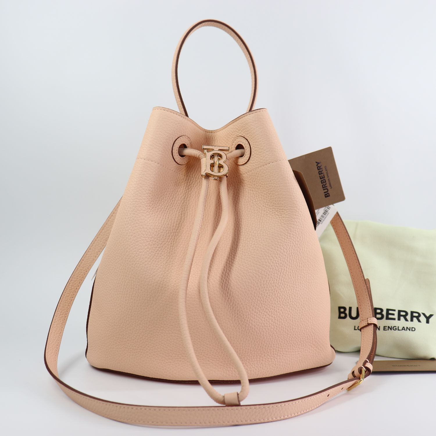 *New*Burberry Drawstring Leather TB Bucket Bag