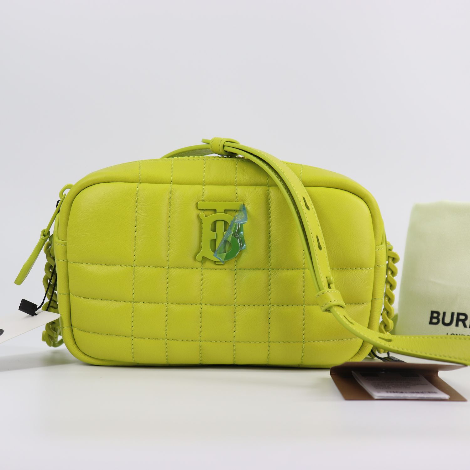 *New* Burberry  Mini Lola Quilted Leather Camera Bag Vivid Lime
