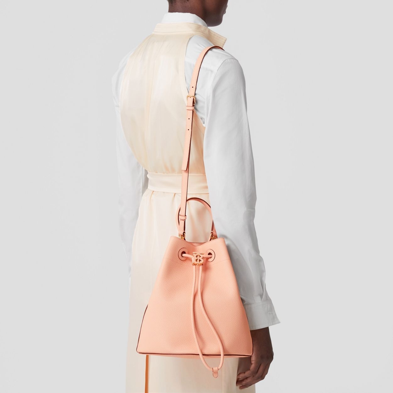 *New*Burberry Drawstring Leather TB Bucket Bag