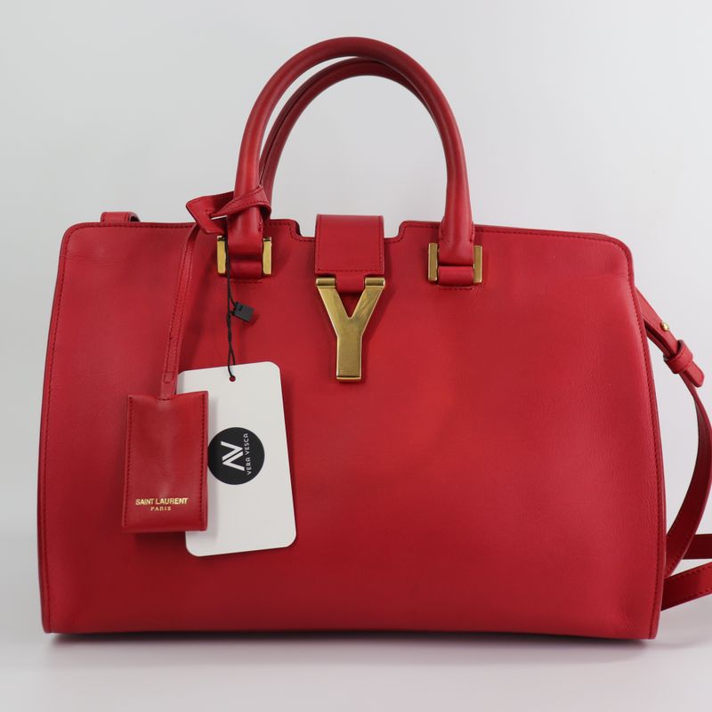 Saint Laurent  Calfskin Small Classic Y Cabas Red Saint Laurent  Calfskin Small Classic Y Cabas Red
