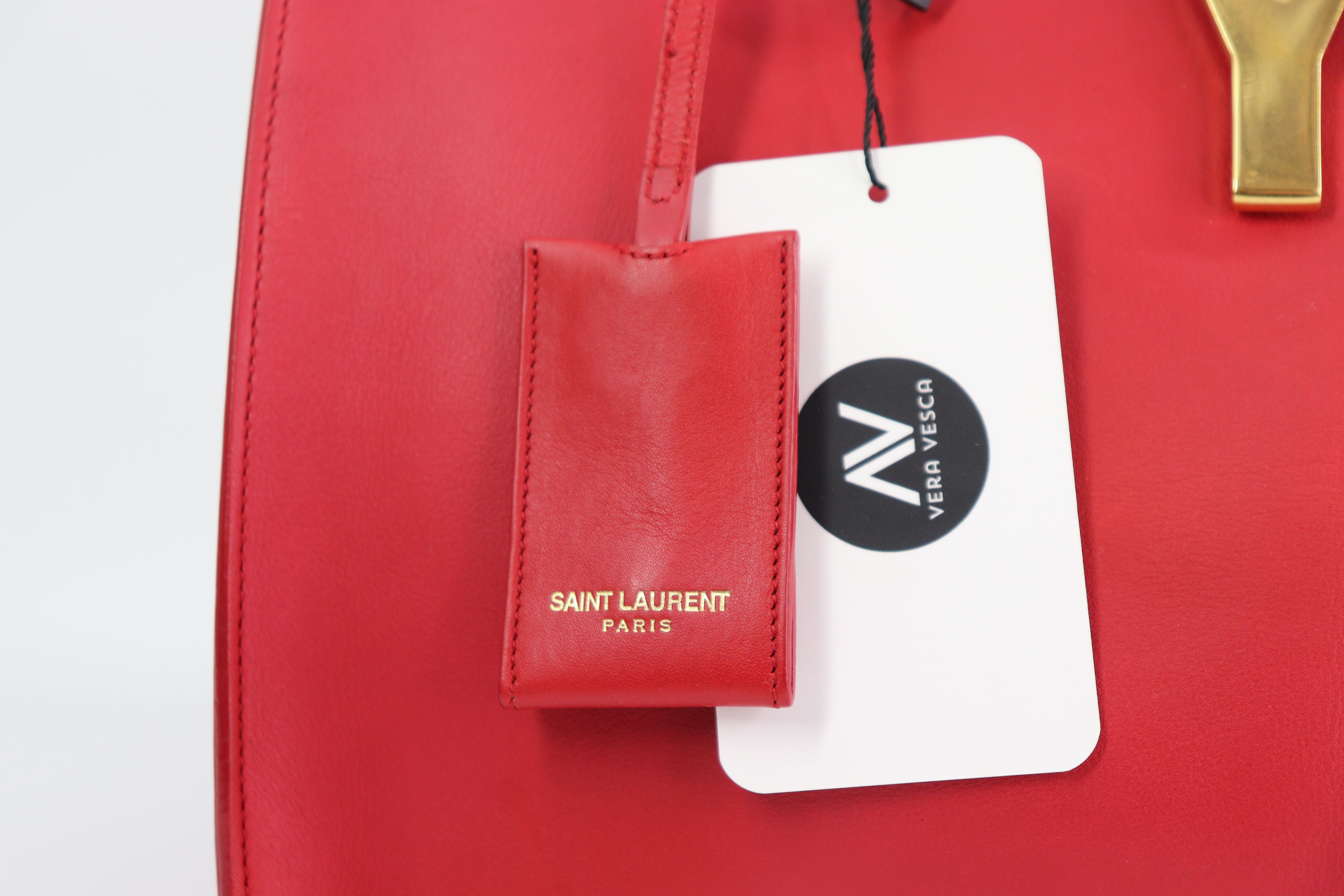 Saint Laurent  Calfskin Small Classic Y Cabas Red
