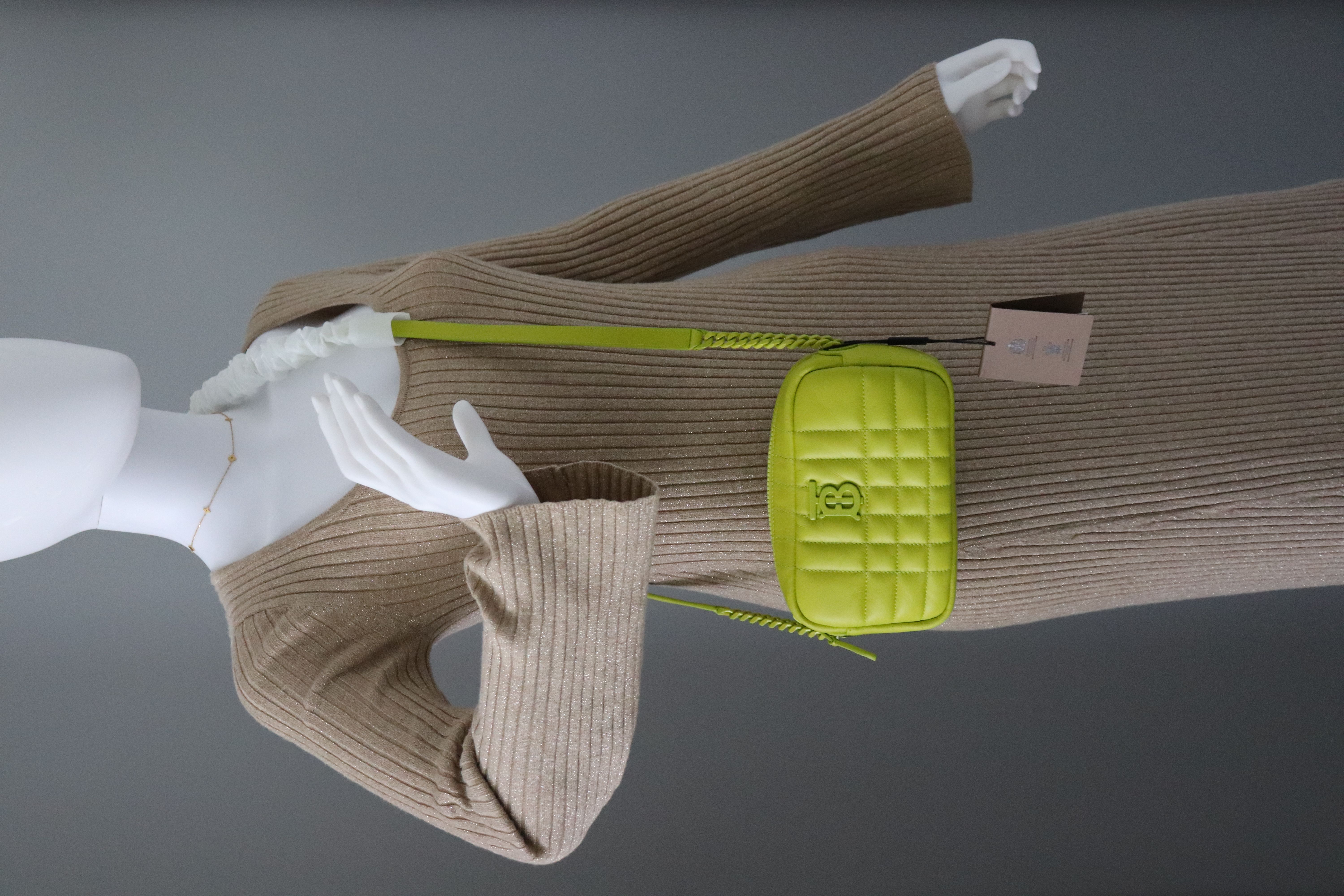 *New* Burberry  Mini Lola Quilted Leather Camera Bag Vivid Lime