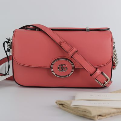 Gucci  Senna Calfskin Petite GG Top Handle Shoulder Bag Pink