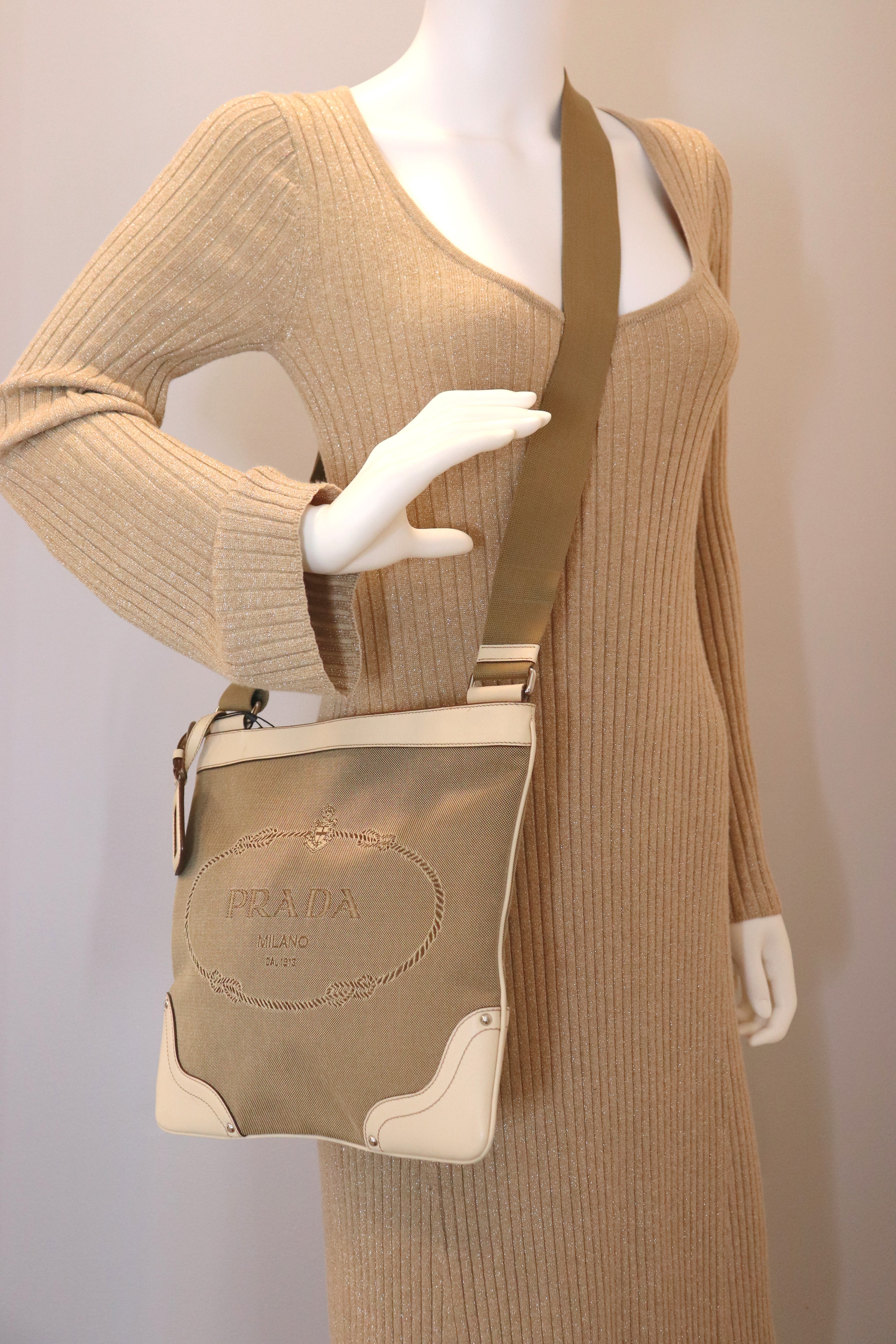 PRADA Shoulder Bag Beige / Ivory
