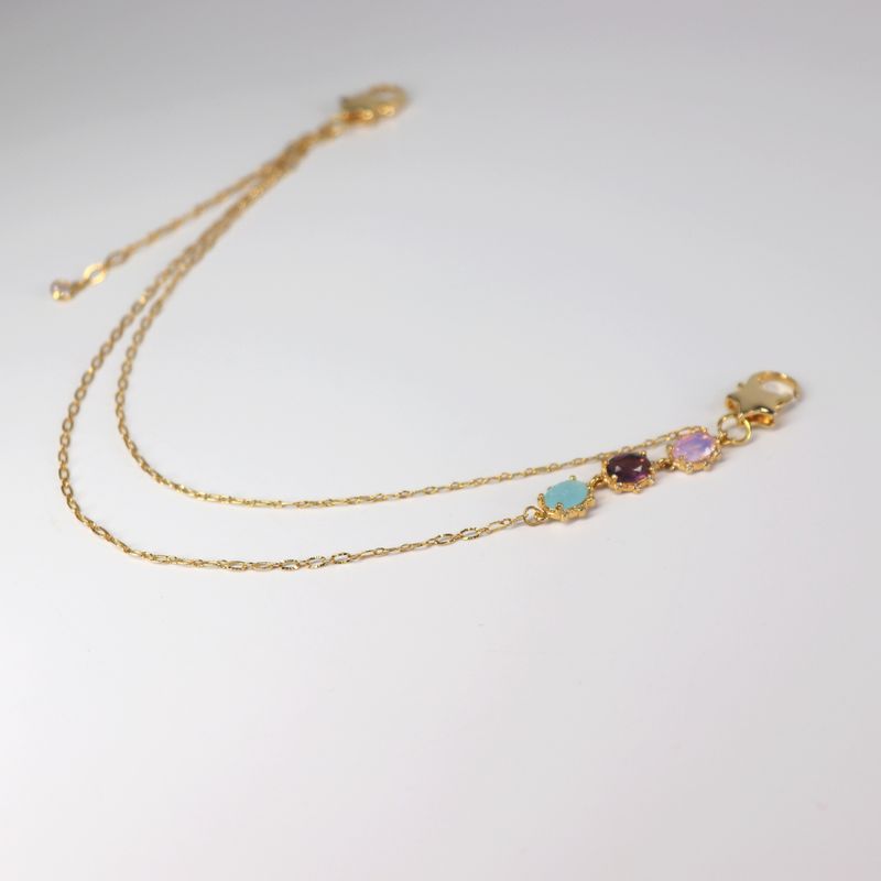 Bag Necklace "Simple and Dainty 3 stone"