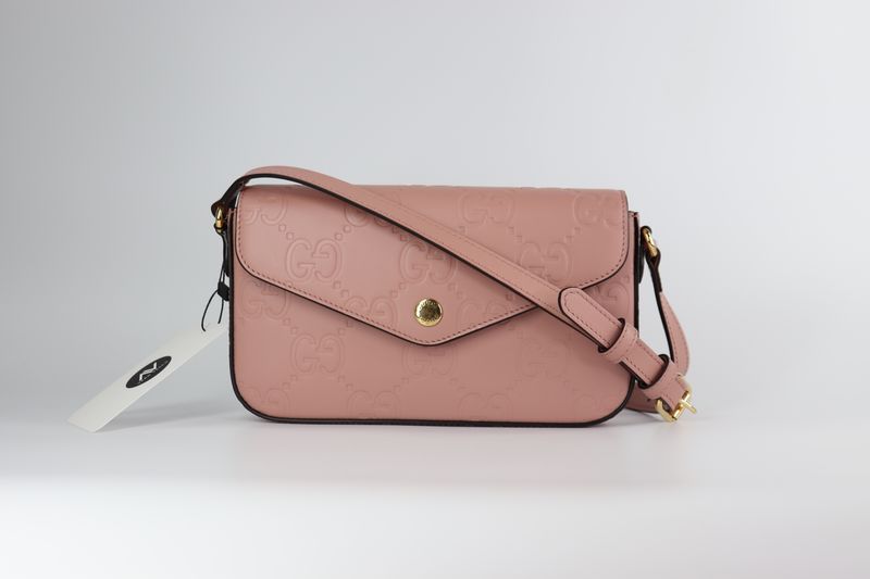 *NEW* Gucci Calfskin GG Super Mini Shoulder Bag Soft Pink