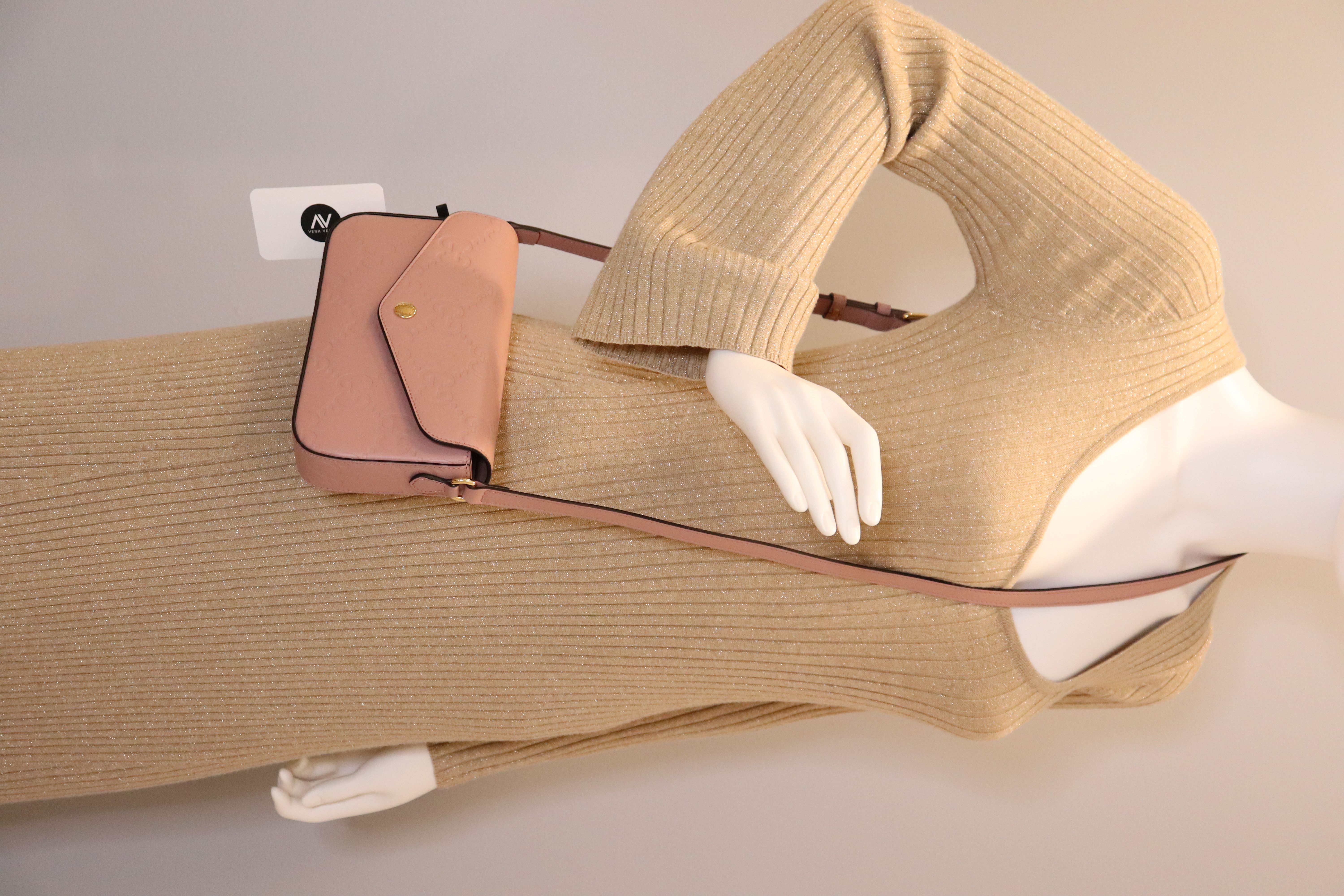 *NEW* Gucci Calfskin GG Super Mini Shoulder Bag Soft Pink