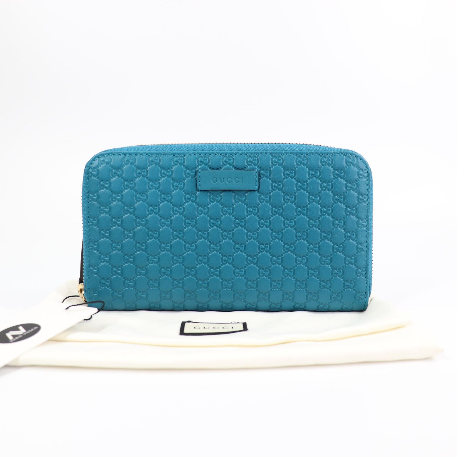 *NEW*Gucci Cobalt Leather Micro GG Guccissima Zip Around Wallet