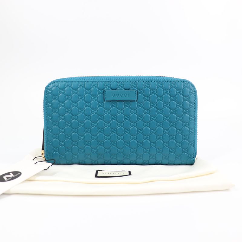 *NEW*Gucci Cobalt Leather Micro GG Guccissima Zip Around Wallet *NEW*Gucci Cobalt Leather Micro GG Guccissima Zip Around Wallet
