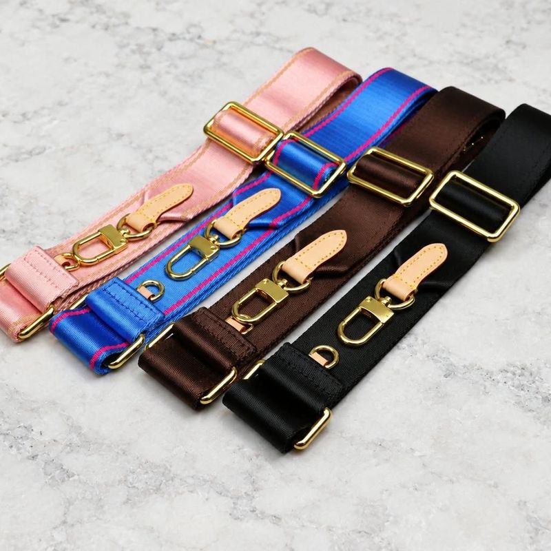 Adjustable Nylon Crossbody Strap with Vachetta Leather Ends – Gold-Tone Hardware