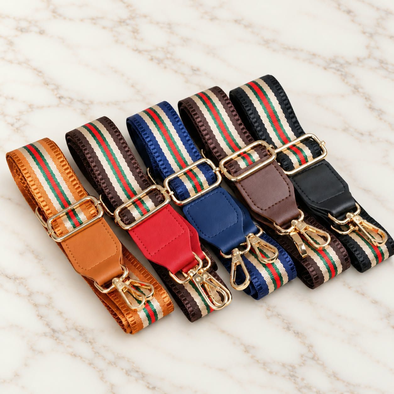 Adjustable Green & Red Striped Bag Strap Adjustable Green & Red Striped Bag Strap
