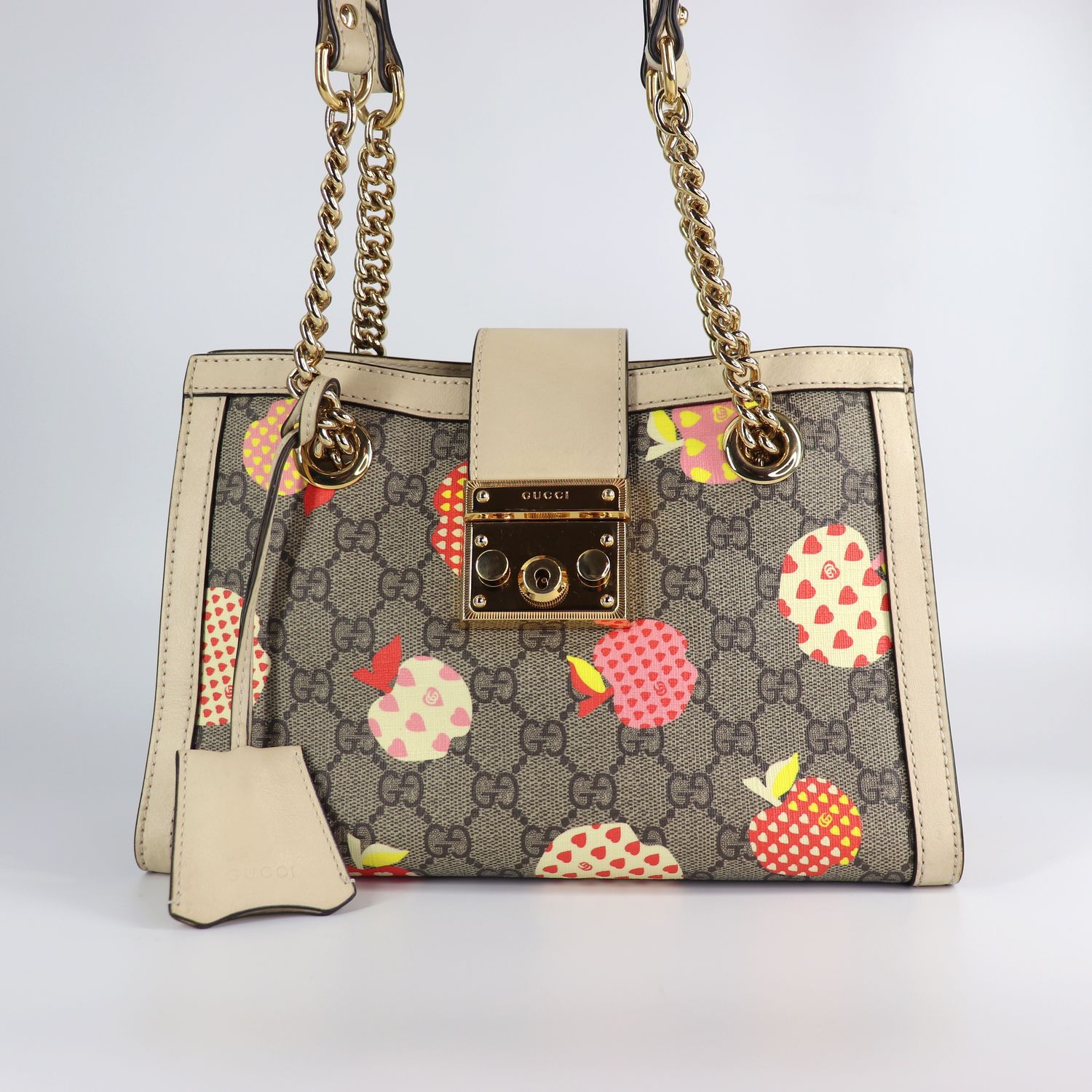 Gucci Gucci Small GG Supreme Apple Heart Padlock Tote
