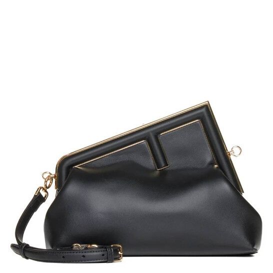 *NEW*Fendi First Midi Nappa Leather Clutch Black