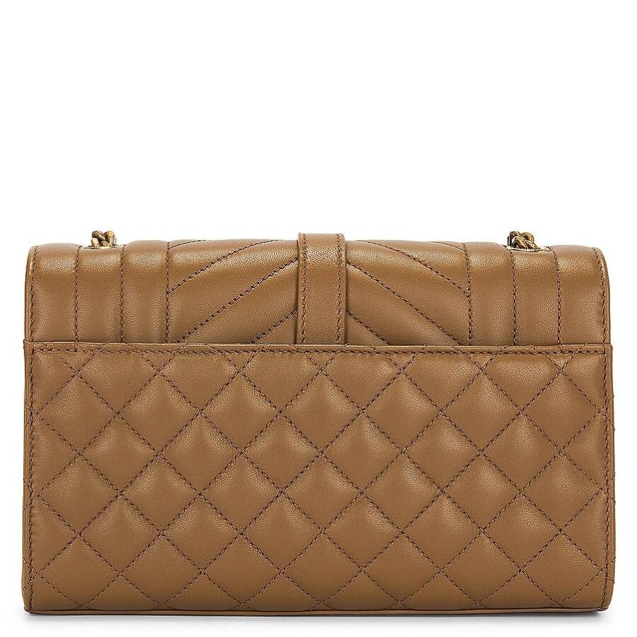 *NEW* Saint Laurent YSL Quilted Nappa Leather Small Envelope Bag Dark Cork